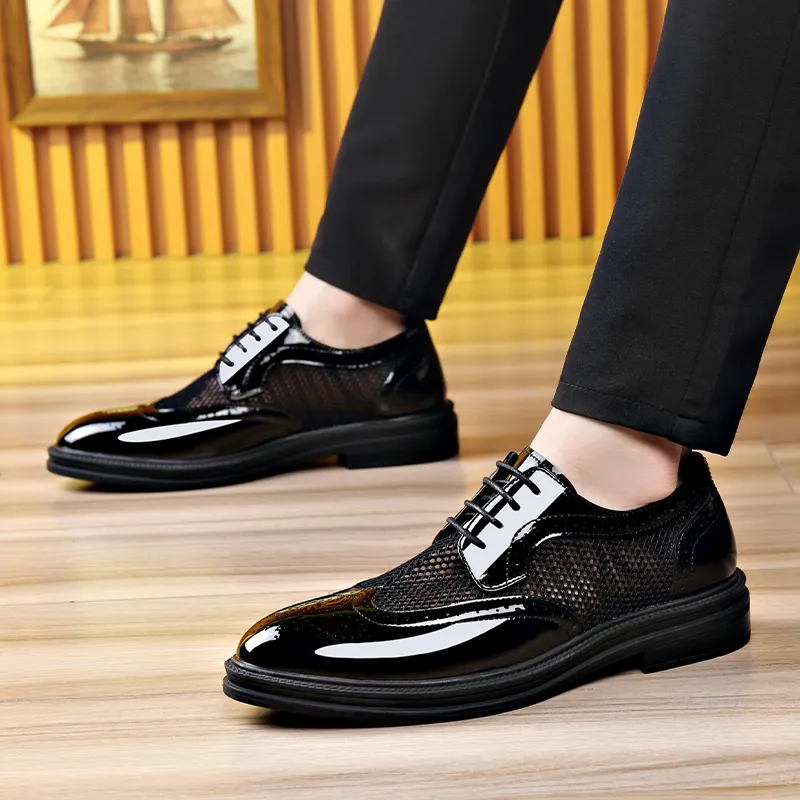 LUOMAIKE Dress Shoes Men Low Top Black, White-8
