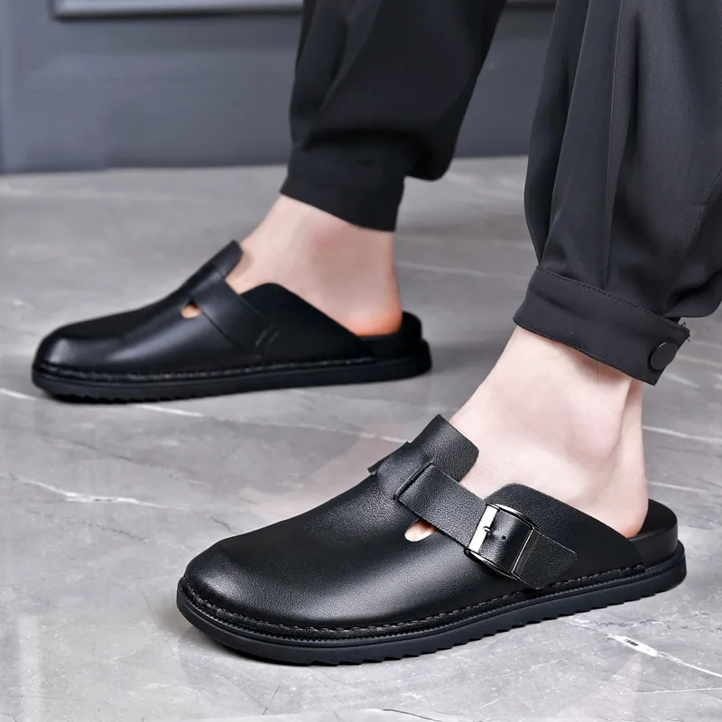 LUOMAIKE Wrap toe Slippers Men's Black-4