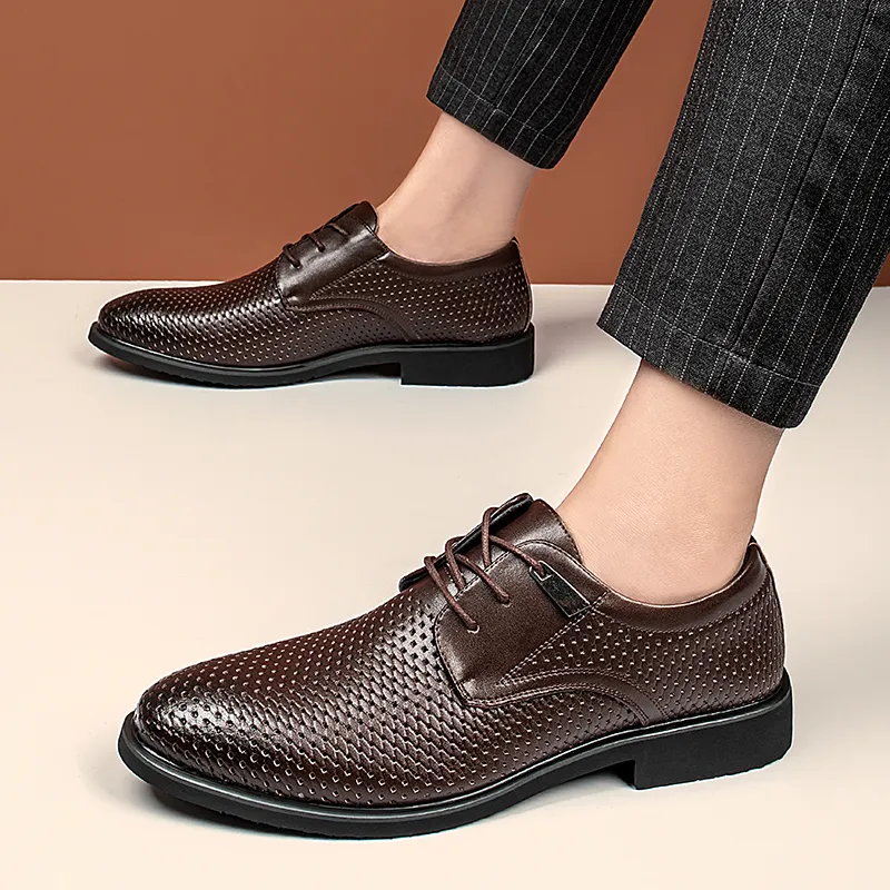 LUOMAIKE Dress Shoes Men Low Top Black, Brown-9