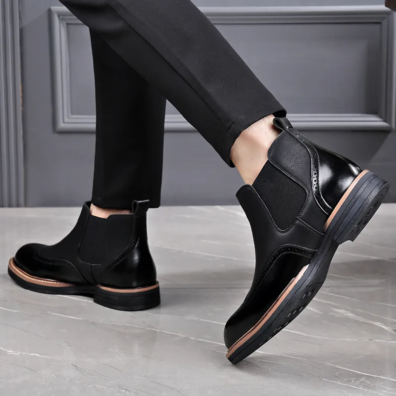 LUOMAIKE Short Chelsea Boots Men's Black-4
