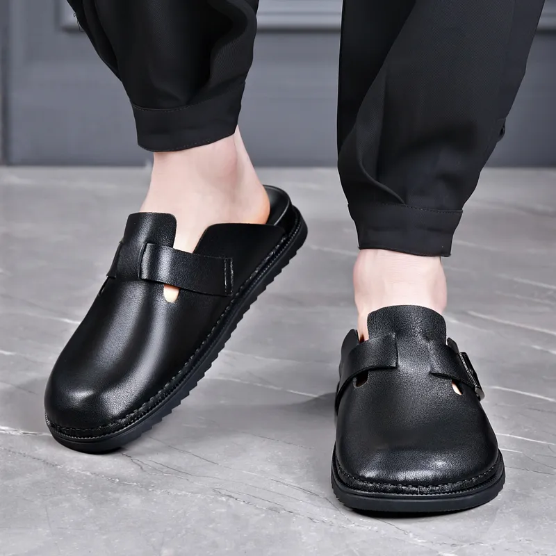 LUOMAIKE Wrap toe Slippers Men's Black-5