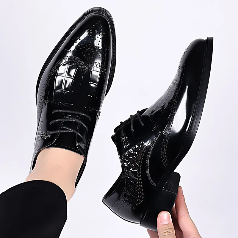 LUOMAIKE Dress Shoes Men Low Top Black/Burgundy-1