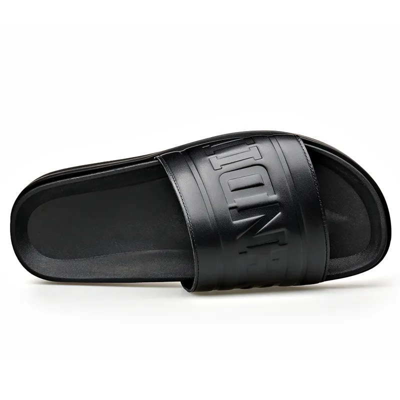 LUOMAIKE Rubber Sole Slip Resistant Slide Slippers Men's Black-3