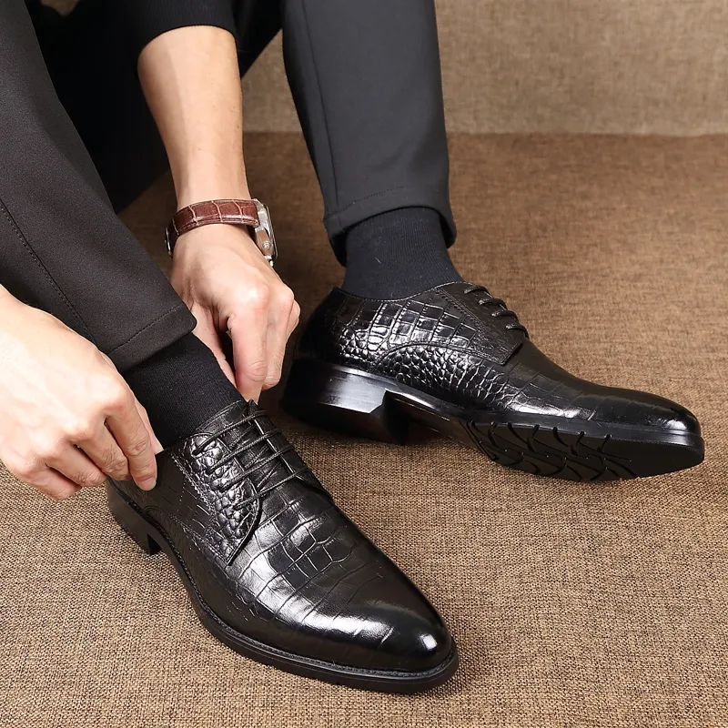 LUOMAIKE Dress Shoes Men Low Top Black, Burgundy-2