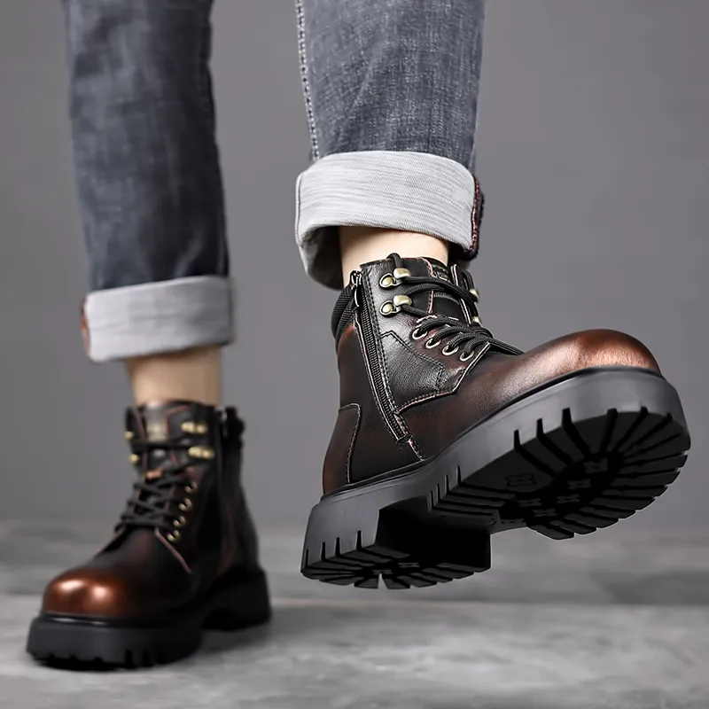 LUOMAIKE Short Martin Boot Men's Gradient Red-2