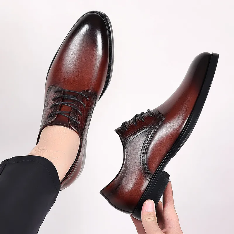 LUOMAIKE Dress Shoes Men Low Top Black, Brown-6