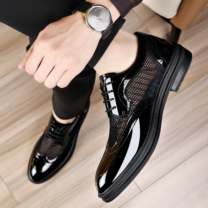 LUOMAIKE Dress Shoes Men Low Top Black, White-5