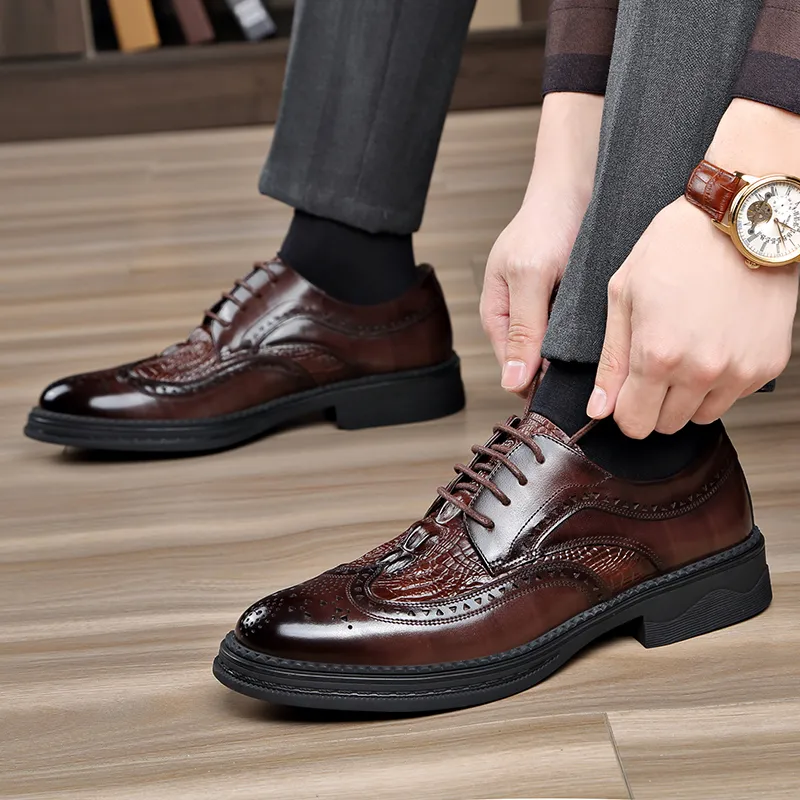 LUOMAIKE Dress Shoes Men Low Top Black/Brown-8