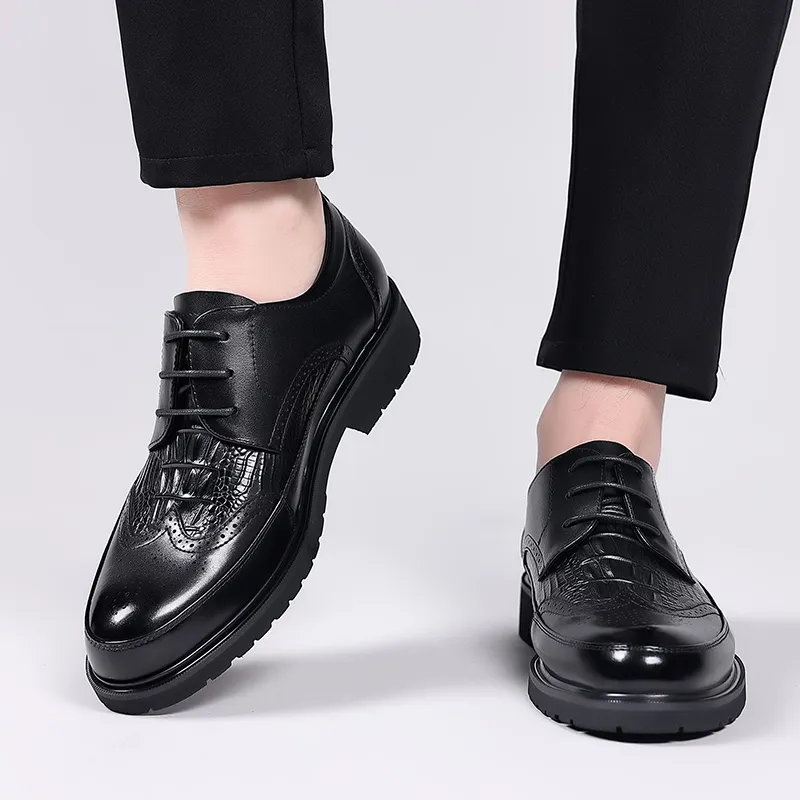 LUOMAIKE Dress Shoes Men Low Top Black/Brown-2