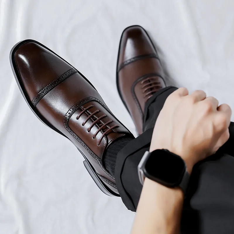 LUOMAIKE Dress Shoes Men Low Top Black, Brown-19