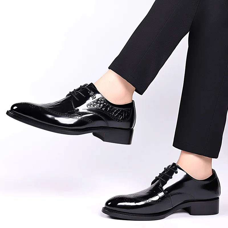 LUOMAIKE Dress Shoes Men Low Top Black/Burgundy-5