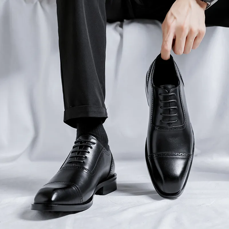 LUOMAIKE Dress Shoes Men Low Top Black, Brown-5