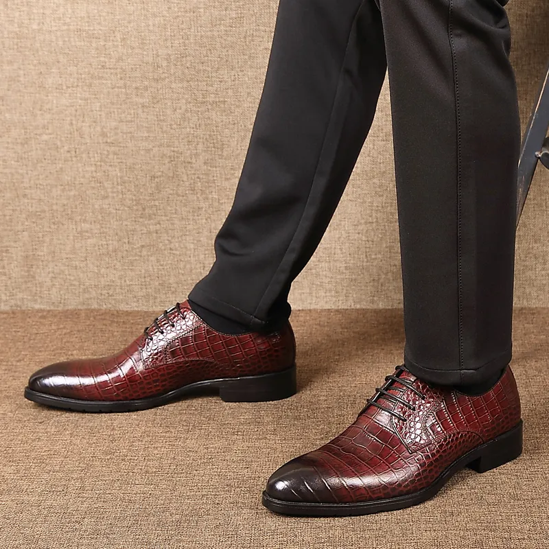 LUOMAIKE Dress Shoes Men Low Top Black, Burgundy-10