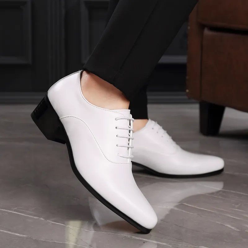 LUOMAIKE Dress Shoes Men Low Top White/Black-3
