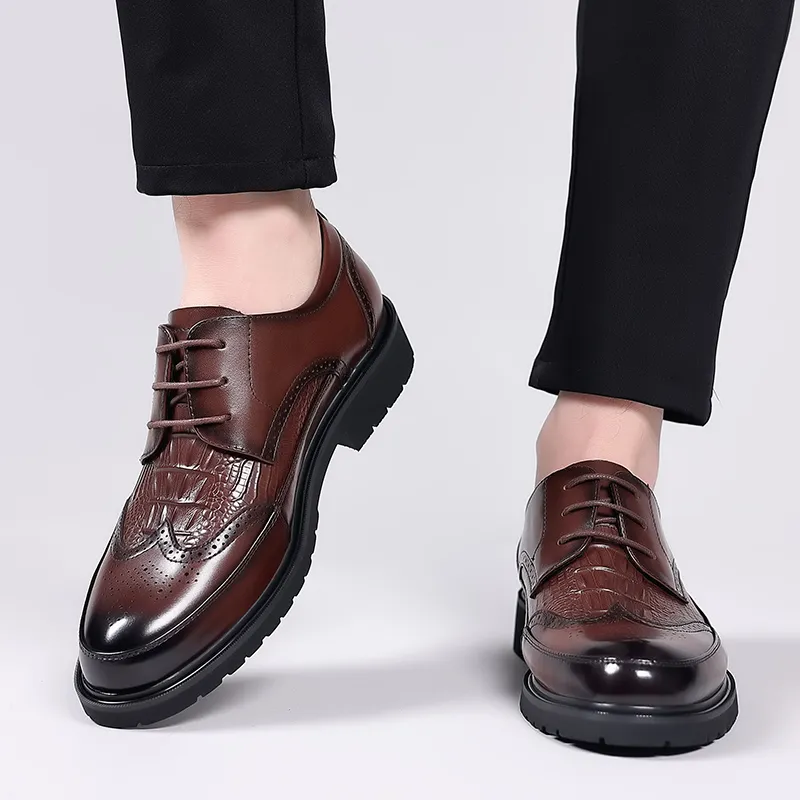 LUOMAIKE Dress Shoes Men Low Top Black/Brown-7