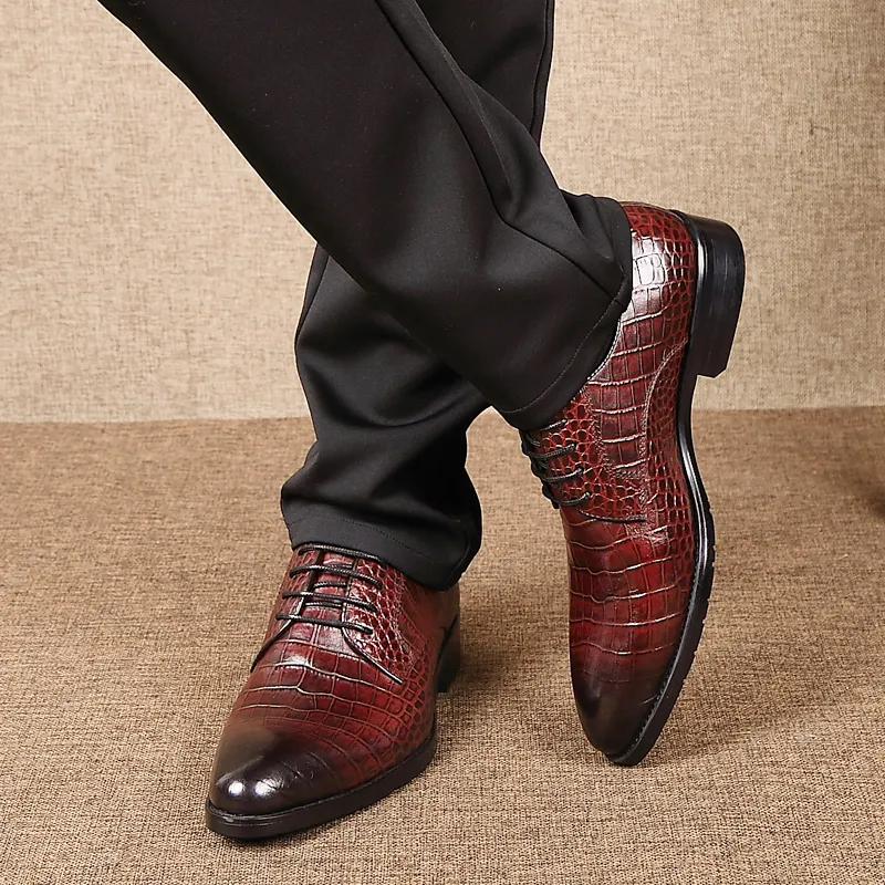 LUOMAIKE Dress Shoes Men Low Top Black, Burgundy-9
