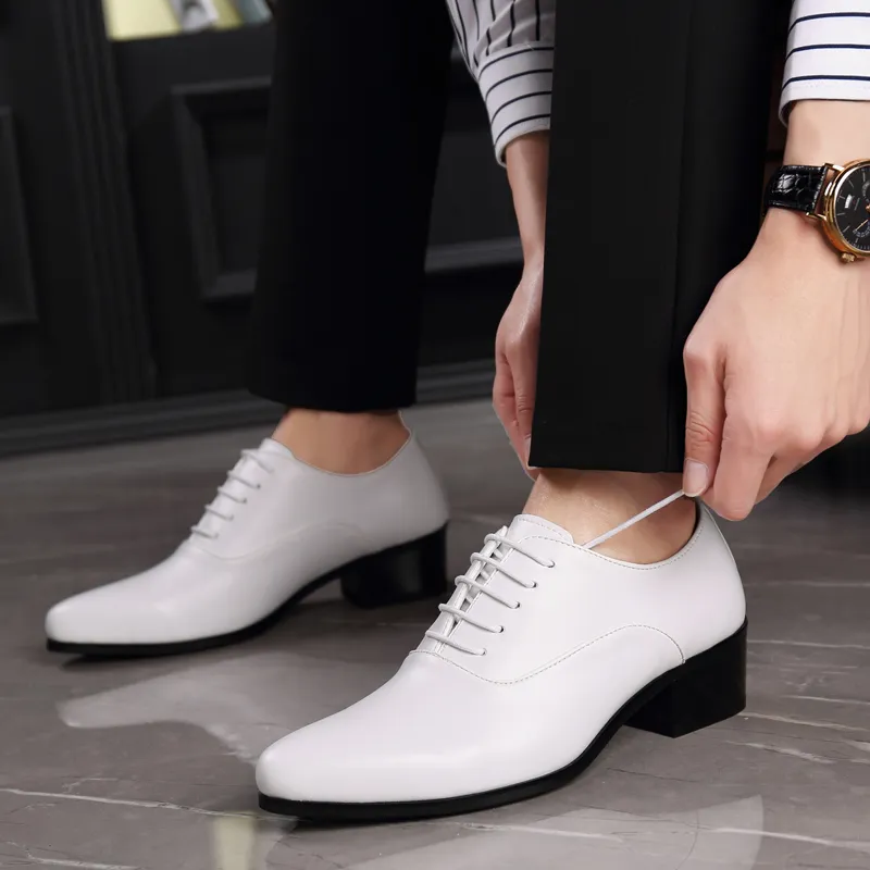 LUOMAIKE Dress Shoes Men Low Top White/Black-4