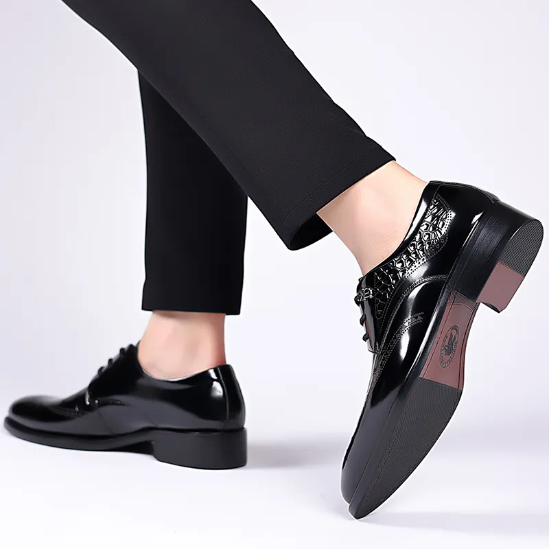 LUOMAIKE Dress Shoes Men Low Top Black/Burgundy-4