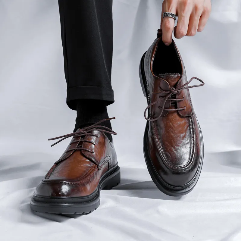 LUOMAIKE Dress Shoes Men Low Top Black, Brown-7