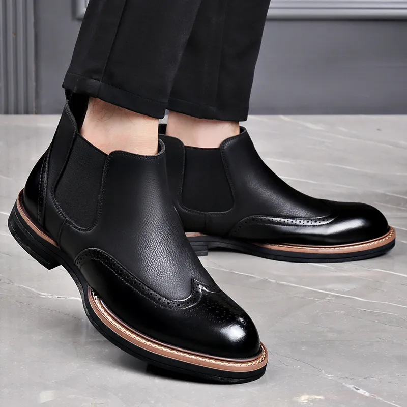 LUOMAIKE Short Chelsea Boots Men's Black-3