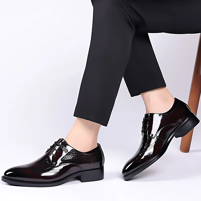 LUOMAIKE Dress Shoes Men Low Top Black/Burgundy-10