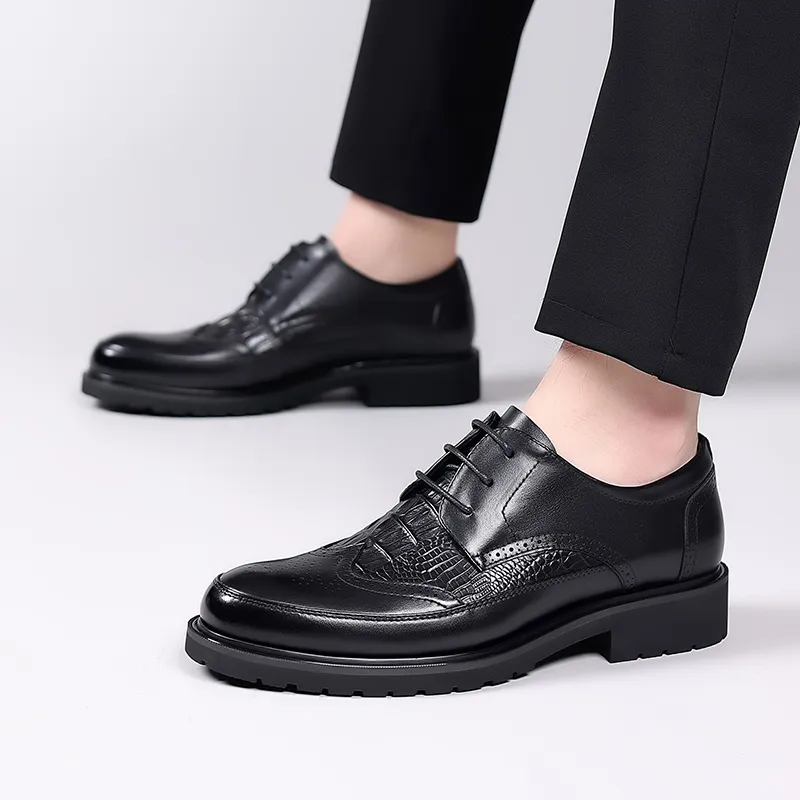 LUOMAIKE Dress Shoes Men Low Top Black/Brown-3