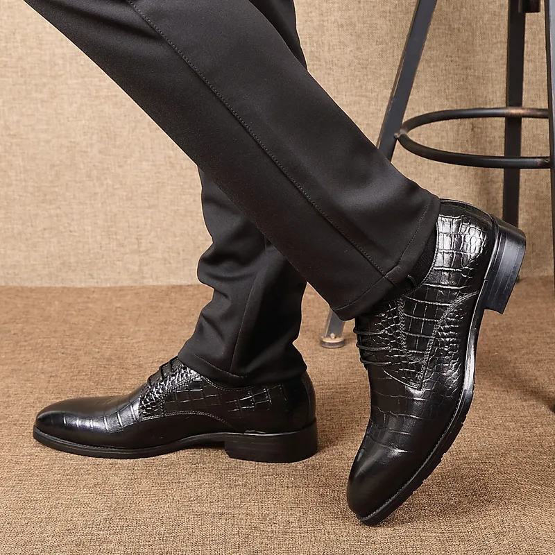 LUOMAIKE Dress Shoes Men Low Top Black, Burgundy-4