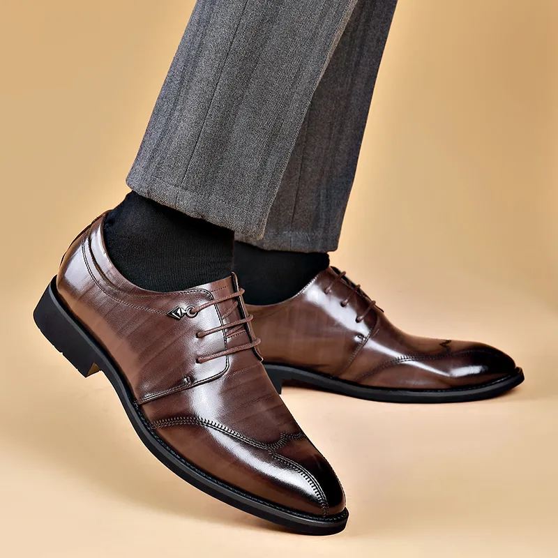 LUOMAIKE Dress Shoes Men Low Top Black, Brown-7