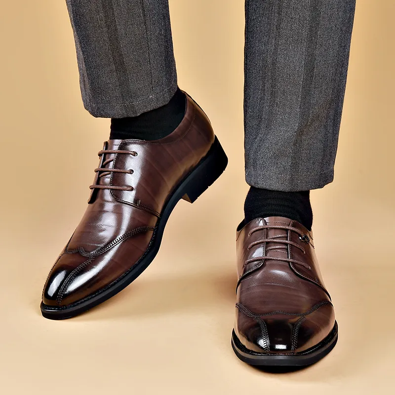 LUOMAIKE Dress Shoes Men Low Top Black, Brown-6