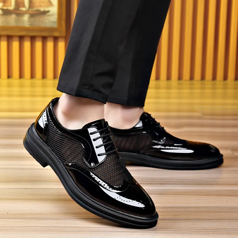 LUOMAIKE Dress Shoes Men Low Top Black, White-6