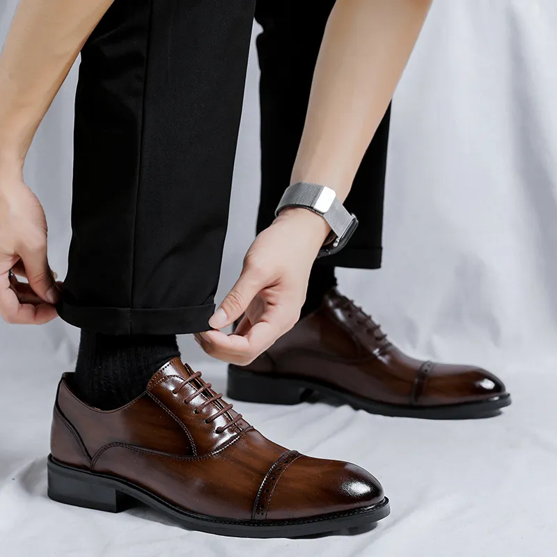 LUOMAIKE Dress Shoes Men Low Top Black, Brown-8