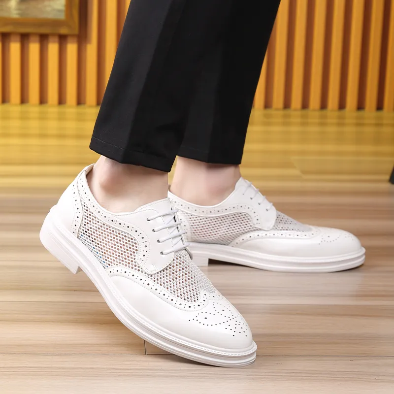 LUOMAIKE Dress Shoes Men Low Top Black, White-14