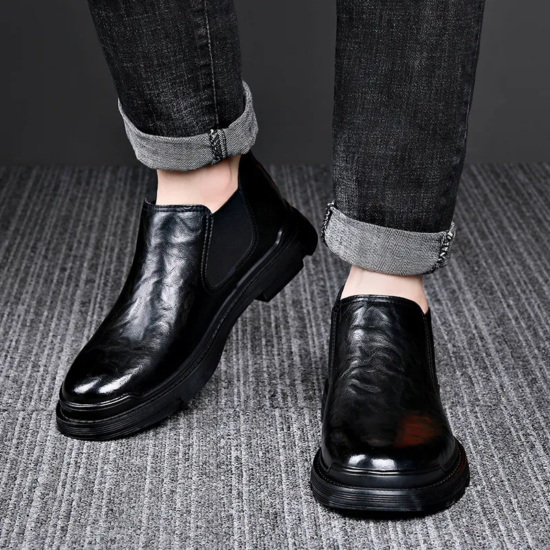 LUOMAIKE Ankle Length Chelsea Boots Men's Black-2