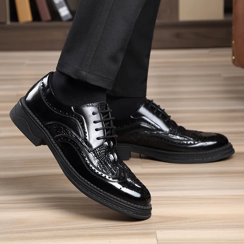 LUOMAIKE Dress Shoes Men Low Top Black/Brown-3