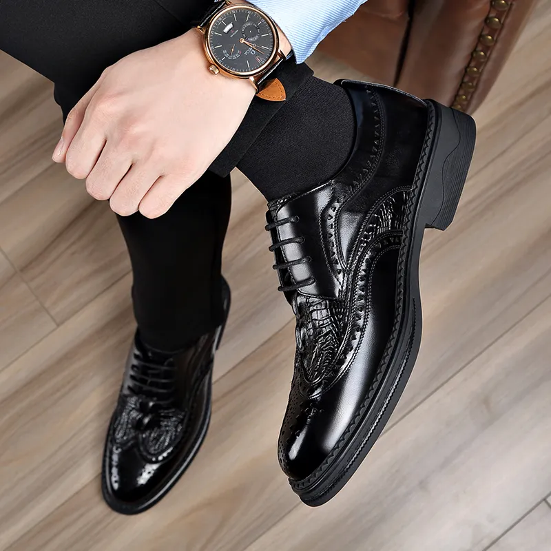 LUOMAIKE Dress Shoes Men Low Top Black/Brown-2
