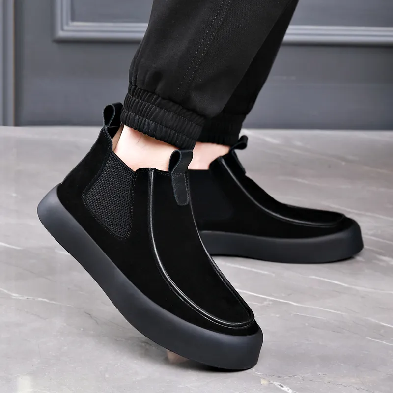 LUOMAIKE Ankle Length Chelsea Boots Men's Black-3