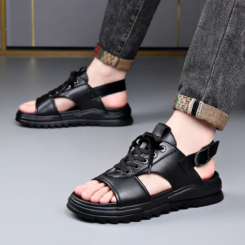 LUOMAIKE Beach Sandals Men's Black-4