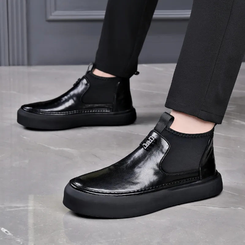 LUOMAIKE Ankle Length Chelsea Boots Men's Black-4
