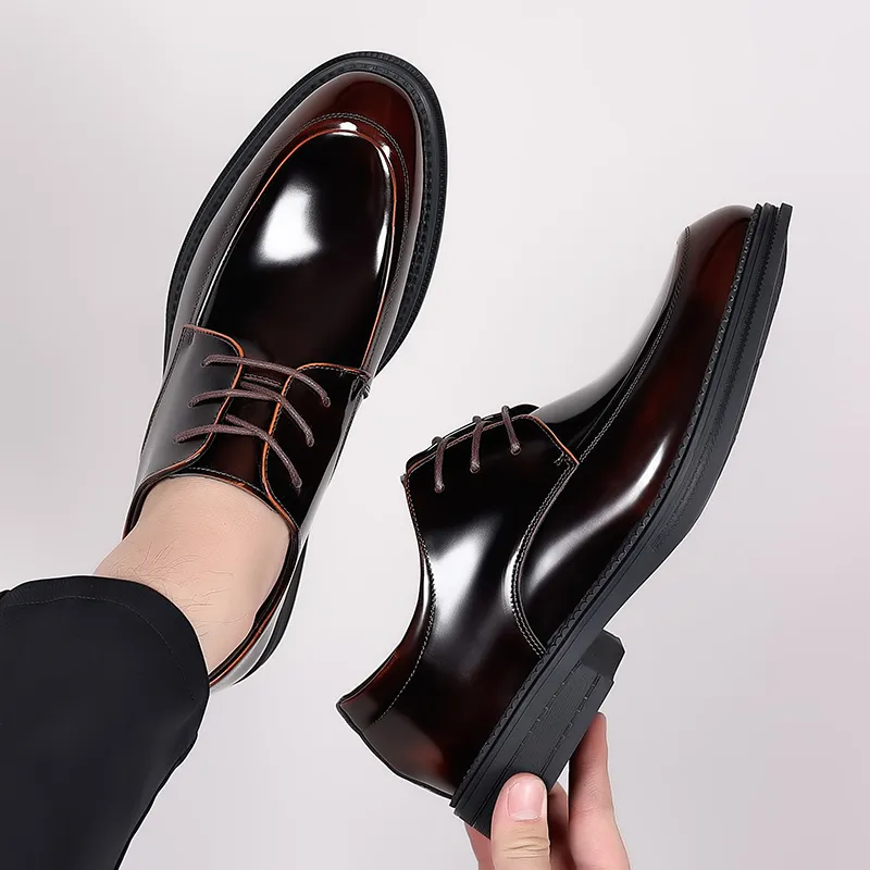 LUOMAIKE Dress Shoes Men Low Top Black/Brown-8
