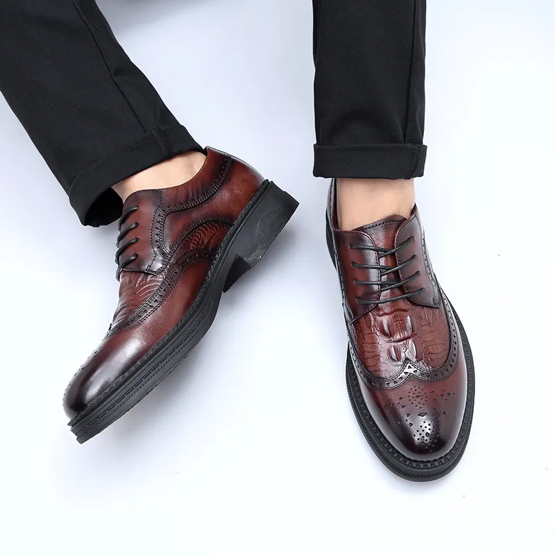 LUOMAIKE Dress Shoes Men Low Top Black, Brown-6