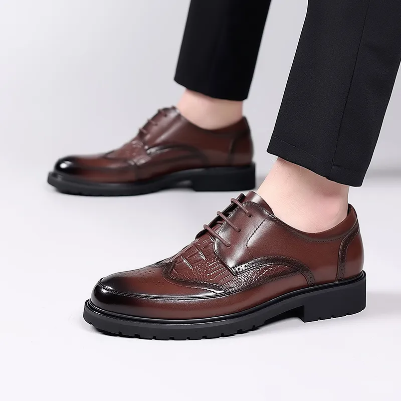LUOMAIKE Dress Shoes Men Low Top Black/Brown-8