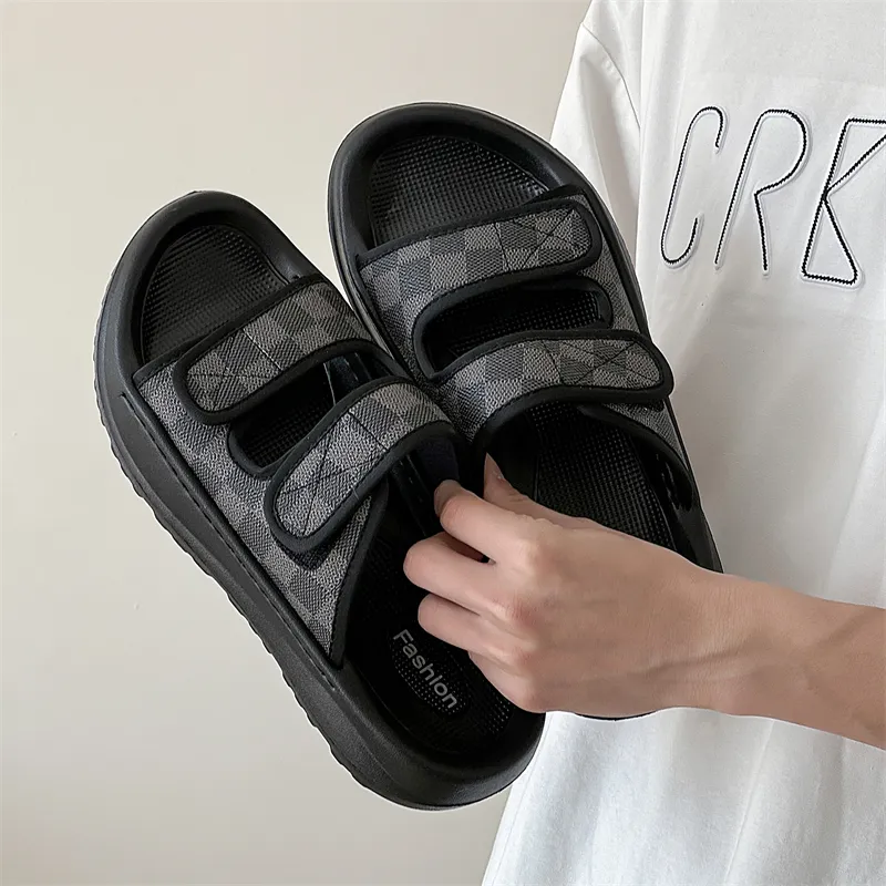 LUOMAIKE Rubber Sole Slip Resistant Slide Slippers Men's Black-1