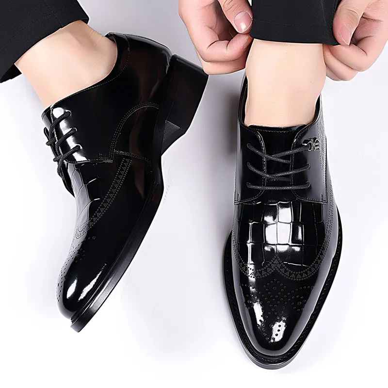 LUOMAIKE Dress Shoes Men Low Top Black/Burgundy-2