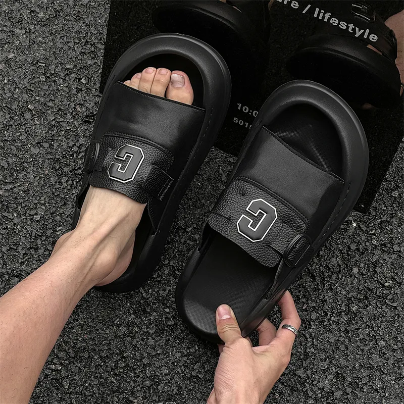 LUOMAIKE Rubber Sole Slip Resistant Slide Slippers Men's-2