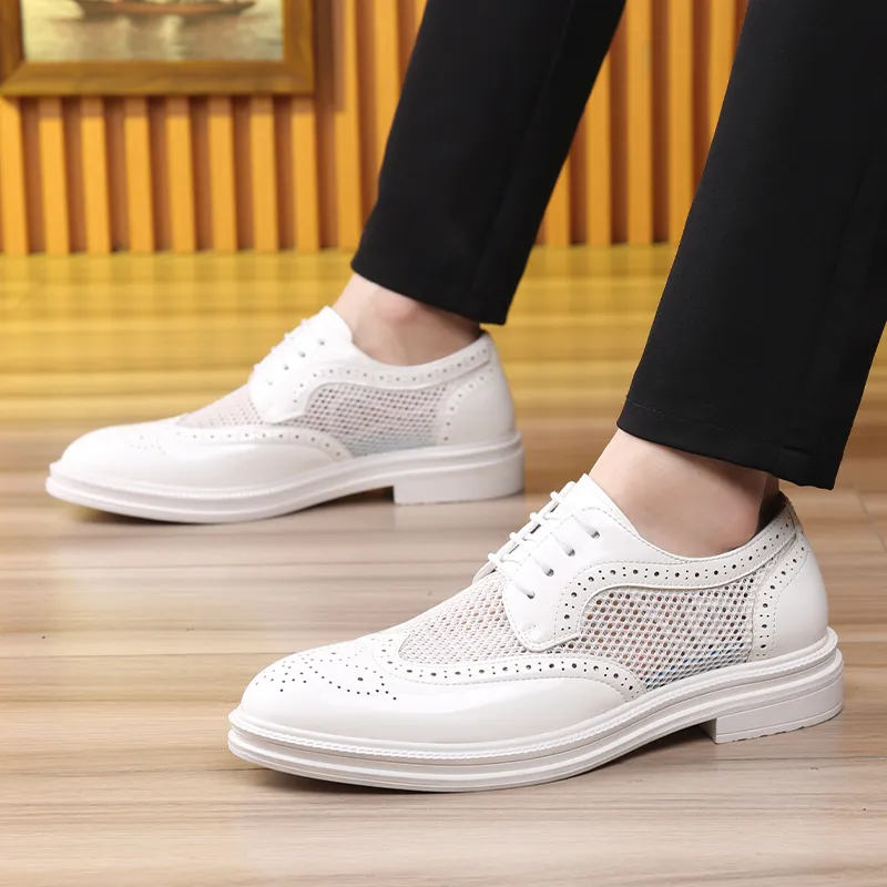 LUOMAIKE Dress Shoes Men Low Top Black, White-16