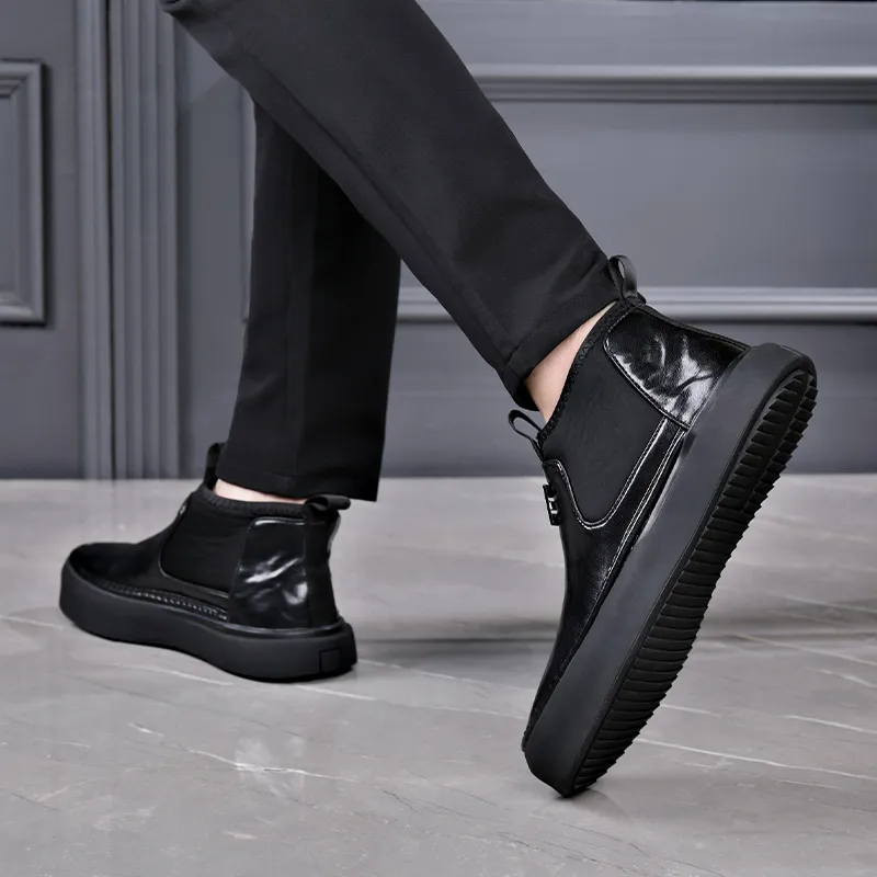 LUOMAIKE Ankle Length Chelsea Boots Men's Black-5