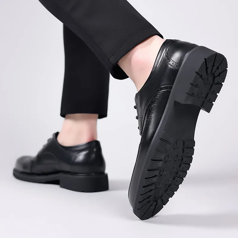 LUOMAIKE Dress Shoes Men Low Top Black/Brown-4