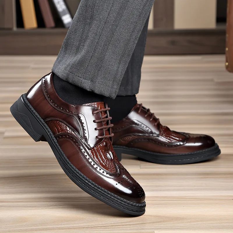 LUOMAIKE Dress Shoes Men Low Top Black/Brown-7