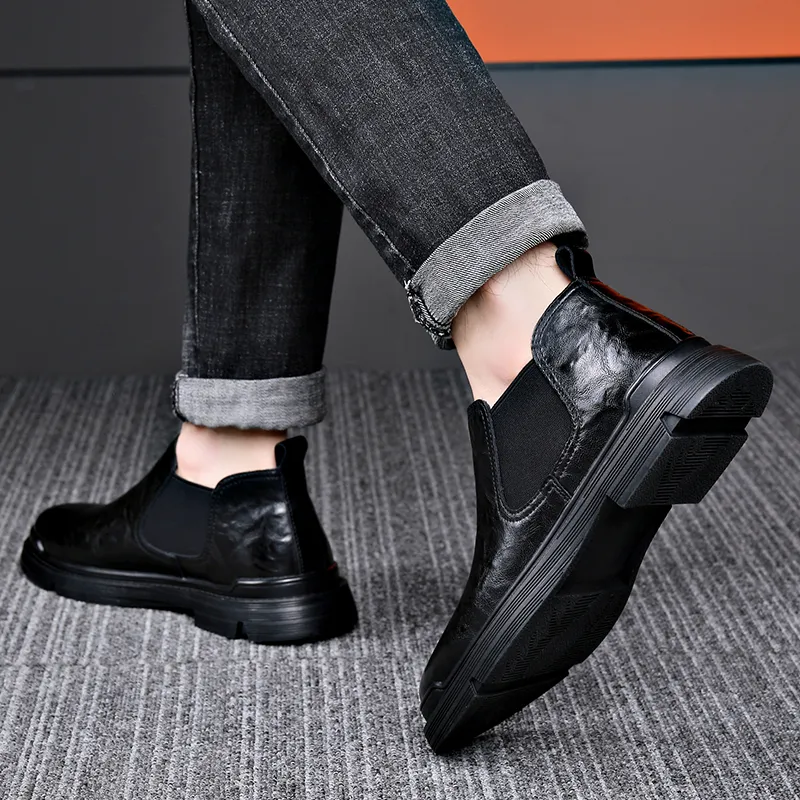 LUOMAIKE Ankle Length Chelsea Boots Men's Black-5