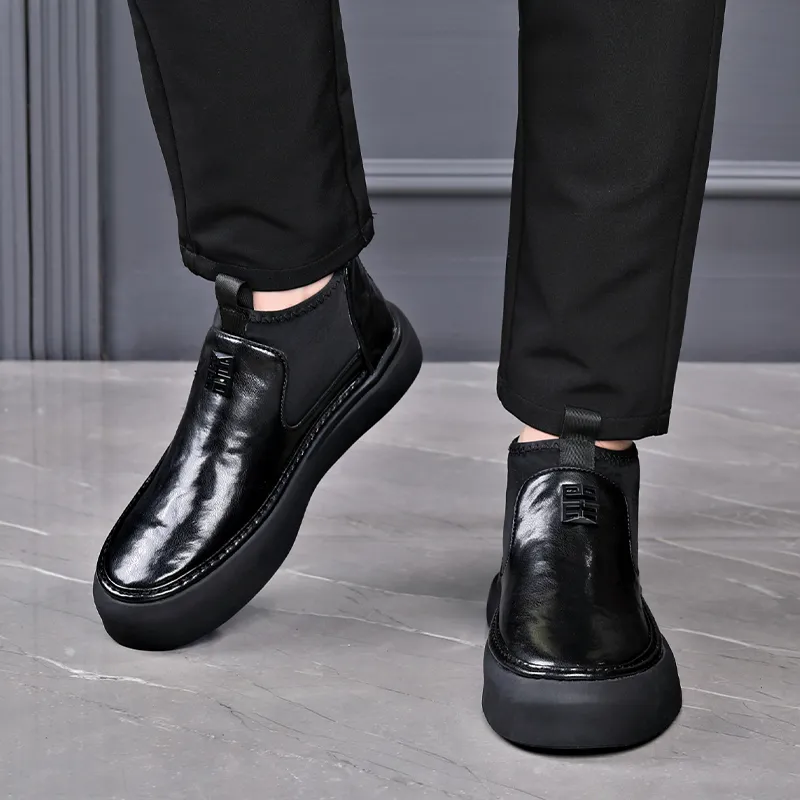 LUOMAIKE Ankle Length Chelsea Boots Men's Black-2